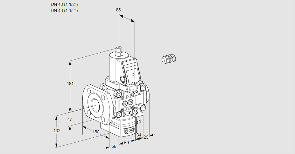 Регулятор расхода газа с эл.магнитным клапаном VAH 2E40F/40R05HEVWSR/PP/PP