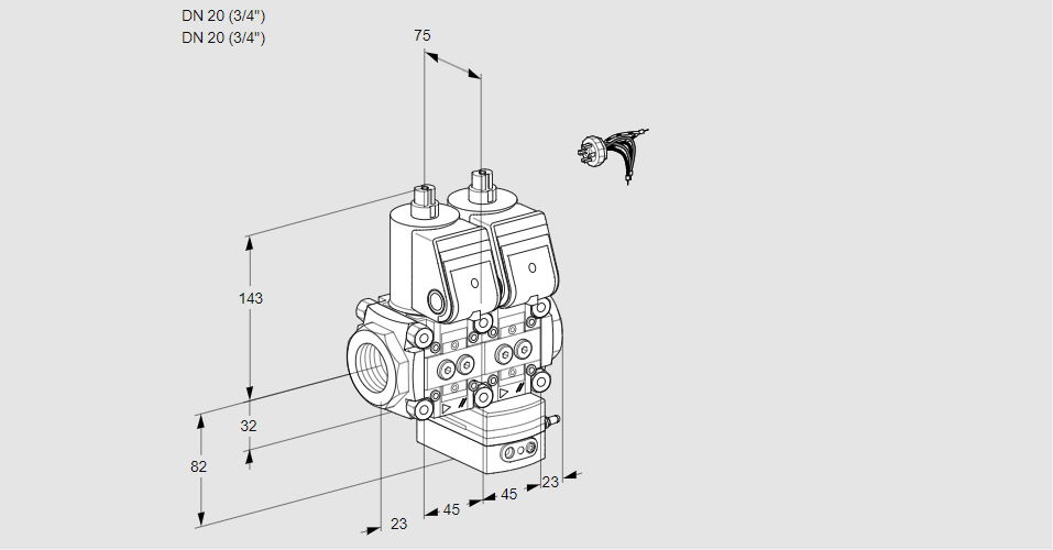 Регулятор давления с двумя эл.магнитными клапанами VCD 1E20R/20R05ND-100WR/PPPP/PPPP