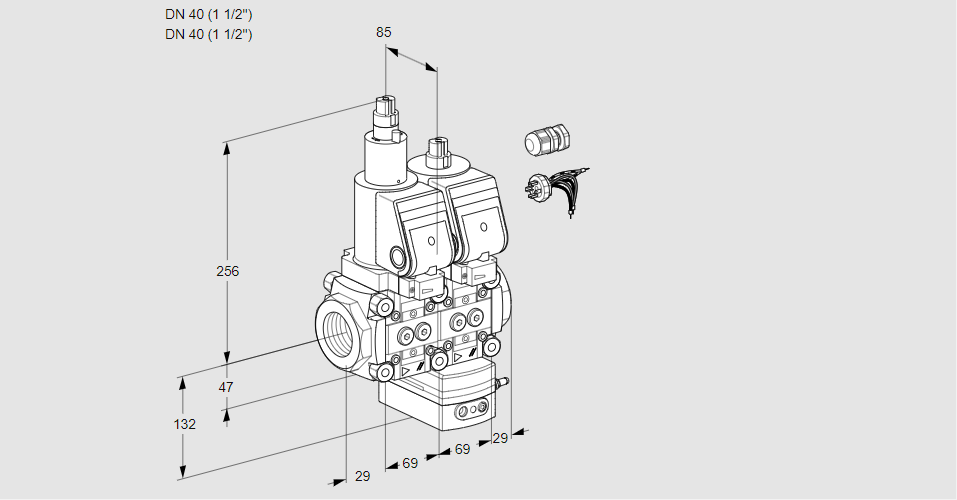 Регулятор расхода с двумя эл.магнитными клапанами VCH 2E40R/40R05LHEWGR7/PPPP/PPPP