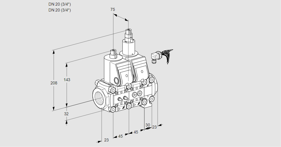 Клапан эл.магнитный сдвоенный VCS 1E20R/20R05NLVWR/MMPP/PPPP