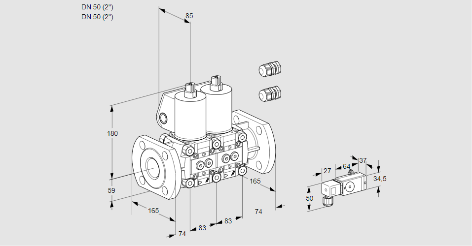 Клапан эл.магнитный сдвоенный VCS 3E50F/50F05NNKL3/PPPP/2--3