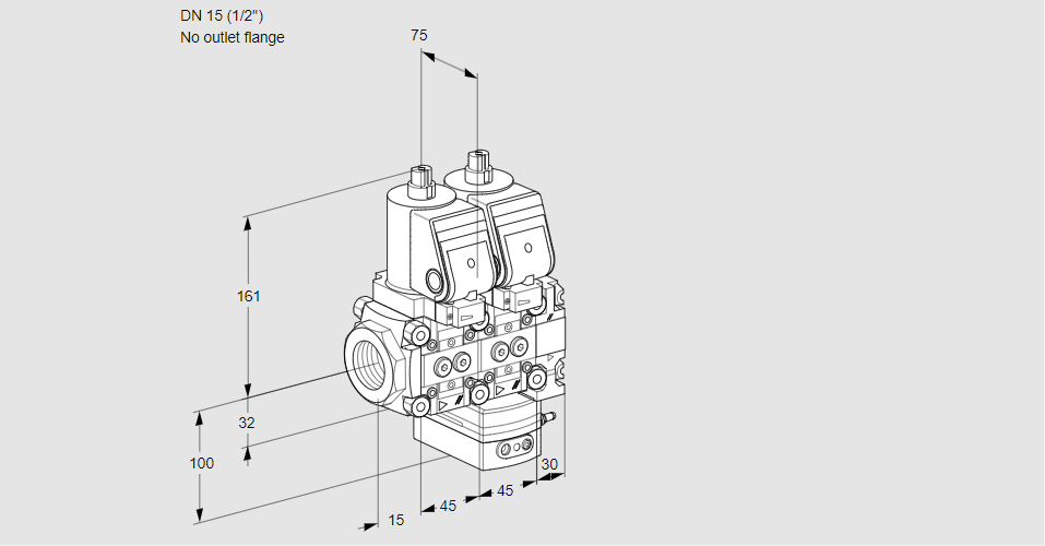 Регулятор расхода с двумя эл.магнитными клапанами VCH 1T15N/--05NHAVQGR/PPPP/PPPP