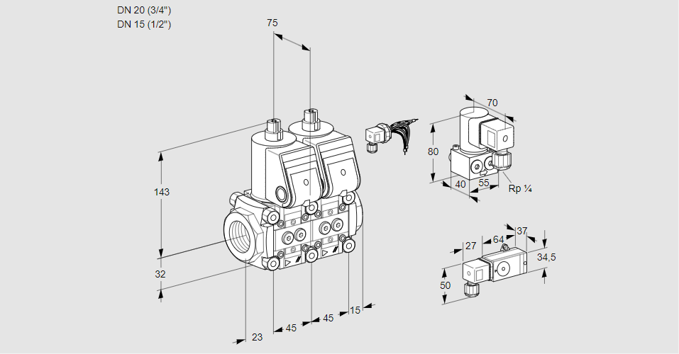 Клапан эл.магнитный сдвоенный VCS 1E20R/15R05NNWR/-3PP/PPZY