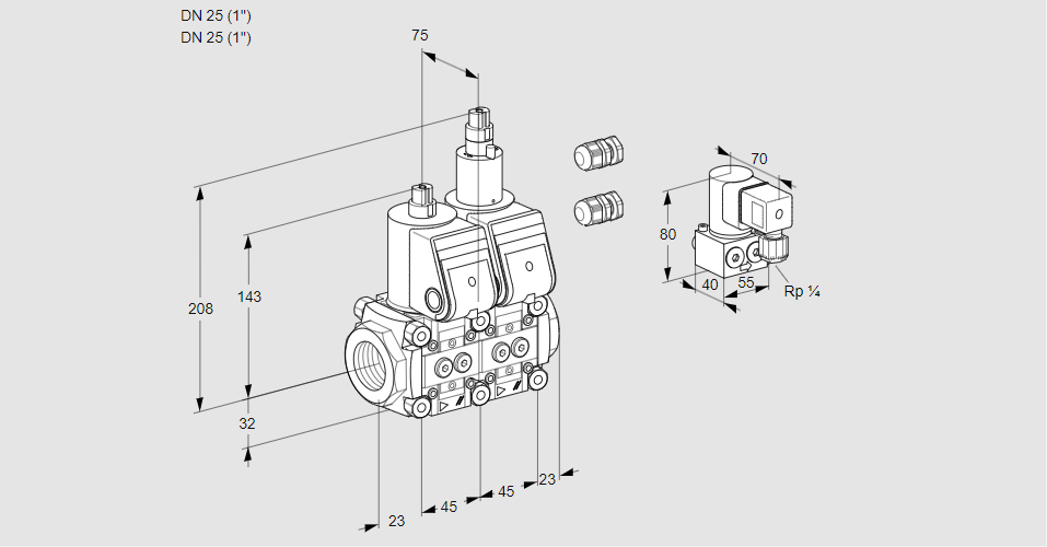 Клапан эл.магнитный сдвоенный VCS 1E25R/25R05NLWR3/PPPP/PPZY