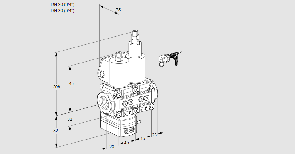 Регулятор давления с двумя эл.магнитными клапанами VCD 1E20R/20R05D-100LWL/PPPP/PPPP