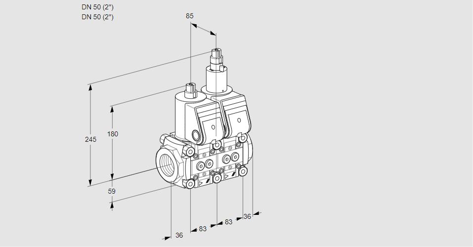 Клапан эл.магнитный сдвоенный VCS 3E50R/50R05NLWR/PPPP/PPPP