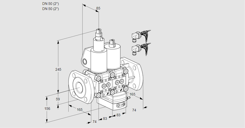 Регулятор расхода с двумя эл.магнитными клапанами VCH 3E50F/50F05LHEWL6/PPPP/PPPP
