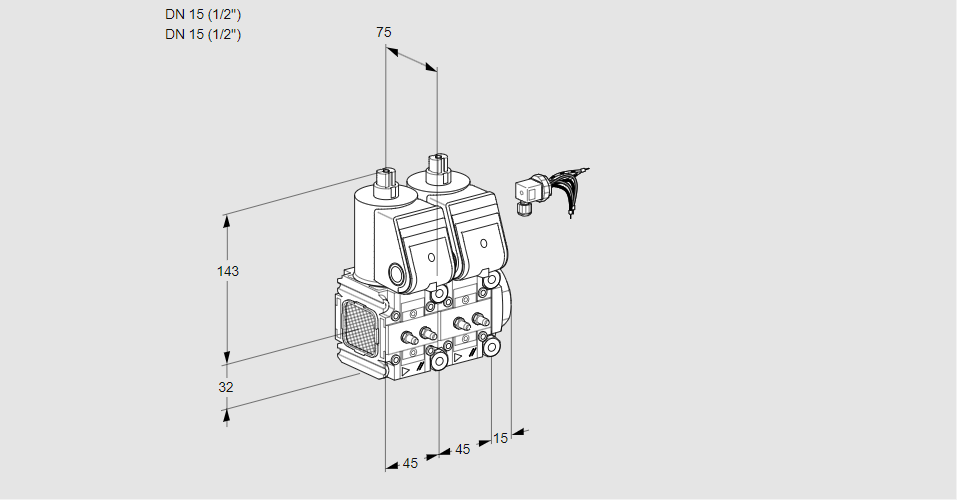 Клапан эл.магнитный сдвоенный VCS 1E15R/15R05FNNWR/MMMM/PPPP