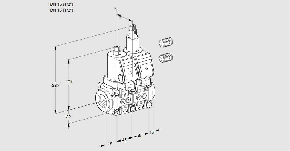 Клапан эл.магнитный сдвоенный VCS 1E15R/15R05NLKGR3/PPPP/PPPP