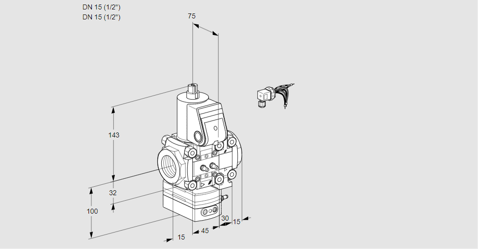 Регулятор расхода газа с эл.магнитным клапаном VAH 1E15R/15R05HEVQR/MM/PP