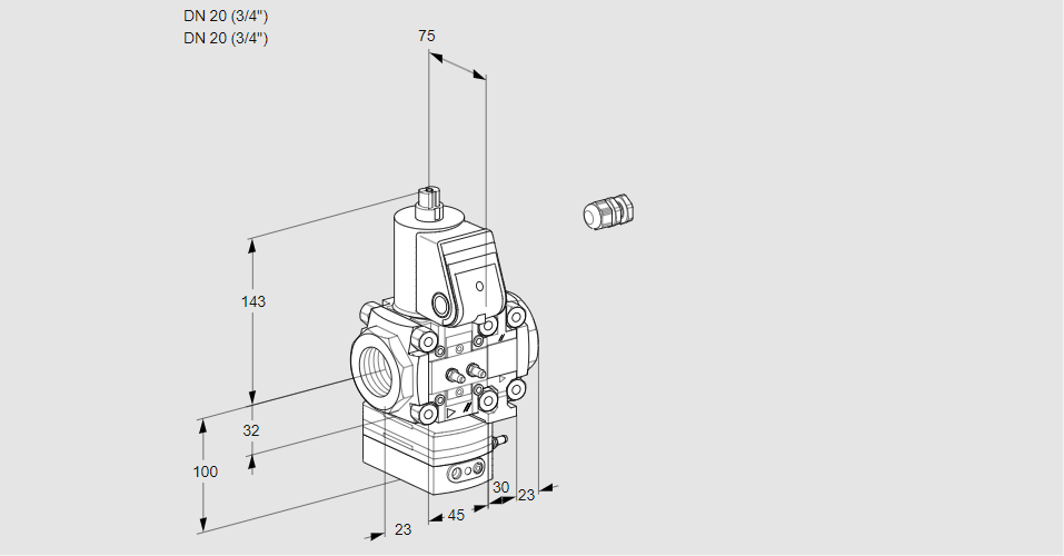Регулятор расхода газа с эл.магнитным клапаном VAH 1E20R/20R05HEVQR/MM/PP