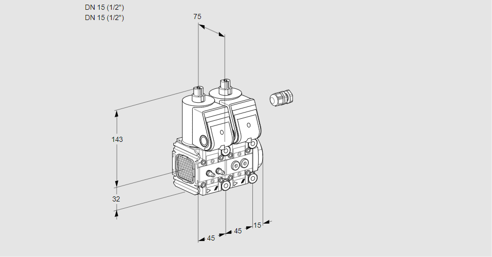 Клапан эл.магнитный сдвоенный VCS 1E15R/15R05FNNWR/MMPP/MMPP
