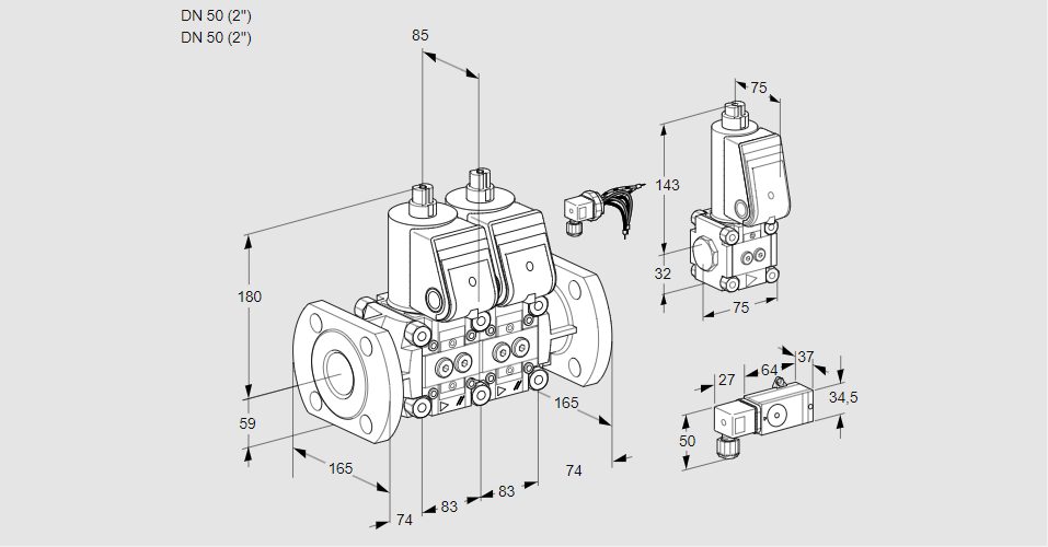 Клапан эл.магнитный сдвоенный VCS 3E50F/50F05NNWR/-3PP/PPZS