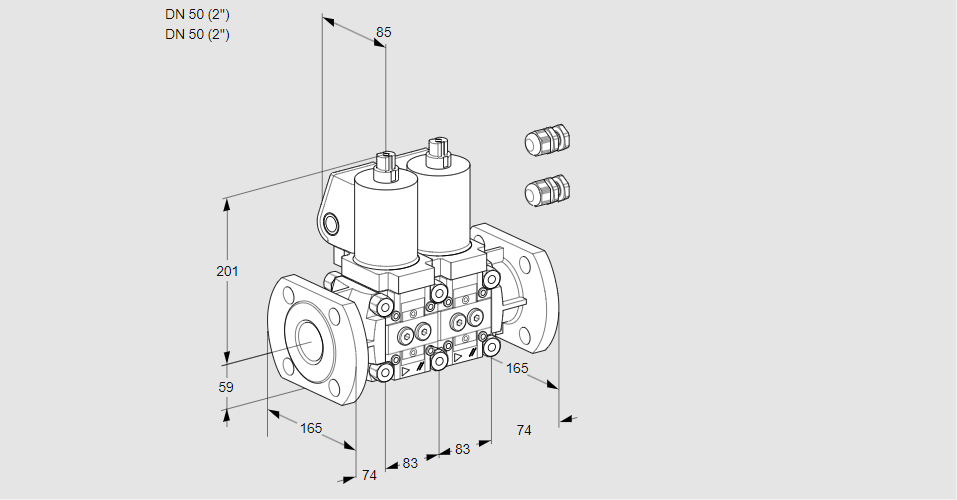Клапан эл.магнитный сдвоенный VCS 3E50F/50F05NNWSL3/PPPP/PPPP