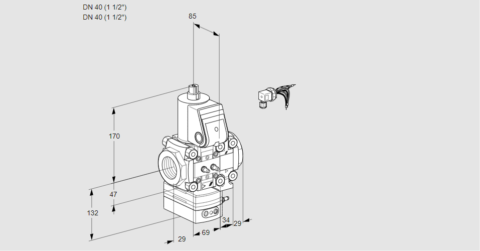 Регулятор расхода газа с эл.магнитным клапаном VAH 2E40R/40R05HEVWR/MM/PP