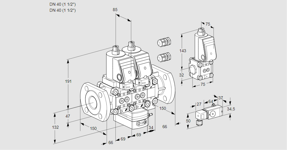 Регулятор расхода с двумя эл.магнитными клапанами VCH 2E40F/40F05NHEVWSR3/-3PP/ZSPP