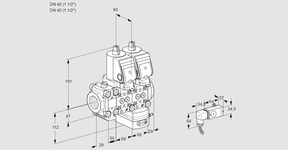 Регулятор давления с двумя эл.магнитными клапанами VCD 2T40N/40N05FND-25QGR/2-PP/PPPP