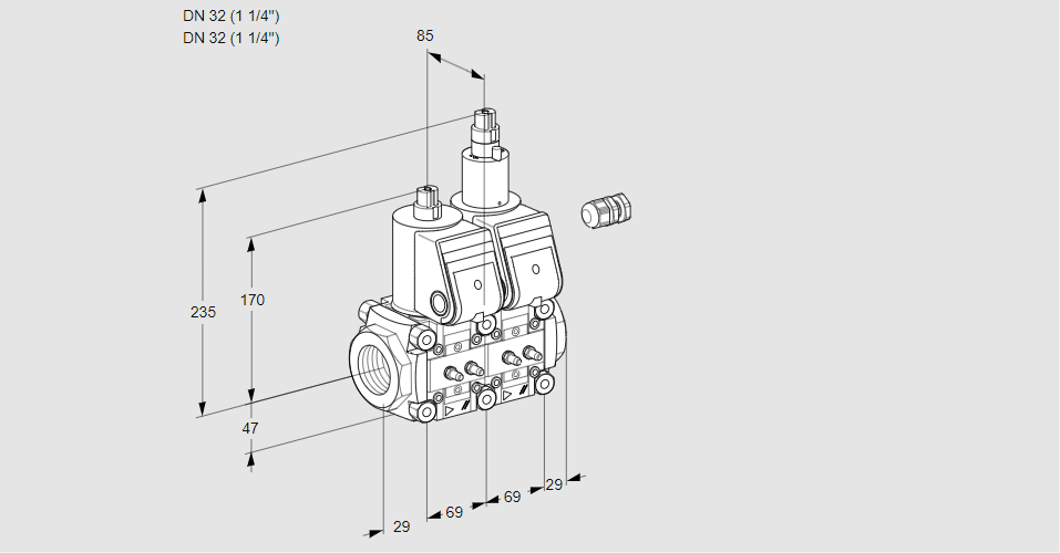 Клапан эл.магнитный сдвоенный VCS 2E32R/32R05NLWR/MMMM/MMMM