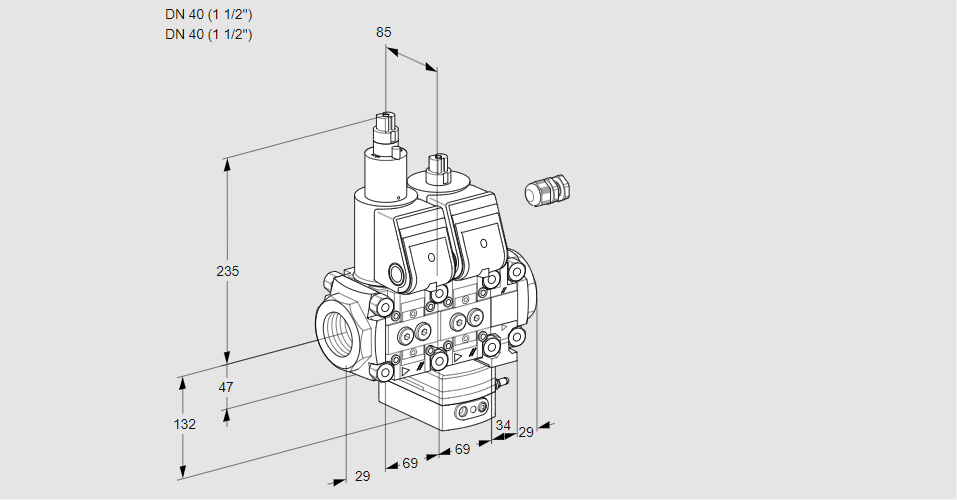 Регулятор расхода с двумя эл.магнитными клапанами VCH 2E40R/40R05LHEVWR/PPPP/PPPP