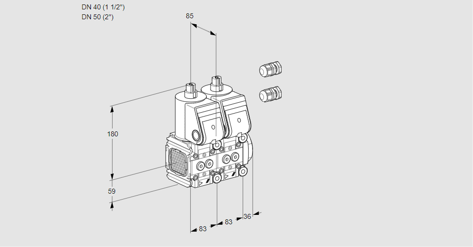 Клапан эл.магнитный сдвоенный VCS 3E40R/50R05FNNWR3/PPPP/PPPP