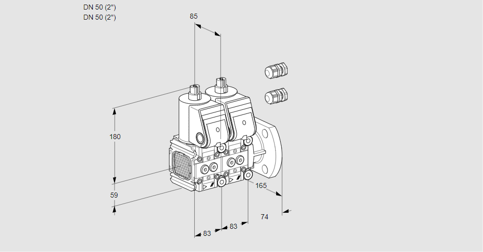Клапан эл.магнитный сдвоенный VCS 3E50R/50F05FNNWR3/PPPP/PPPP