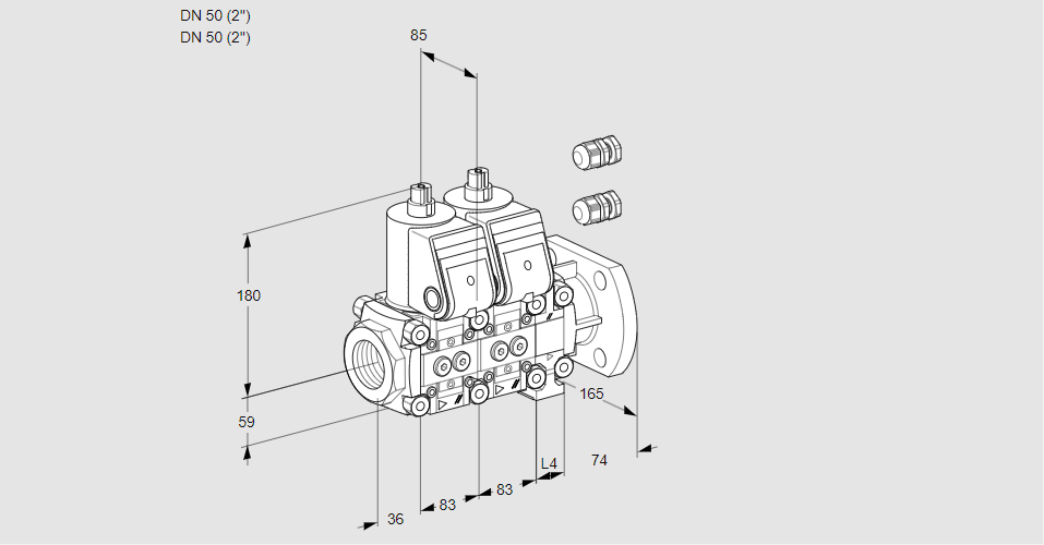 Клапан эл.магнитный сдвоенный VCS 3E50R/50F05NNVWR3/PPPP/PPPP