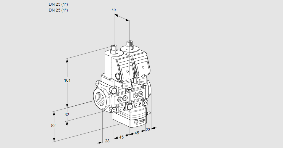 Регулятор давления с двумя эл.магнитными клапанами VCD 1T25N/25N05ND-100QSR/PPPP/PPPP