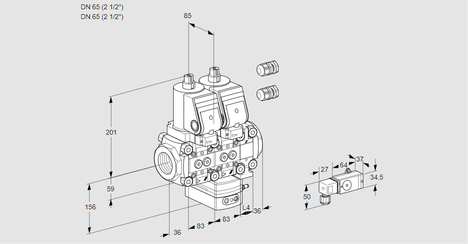 Регулятор расхода с двумя эл.магнитными клапанами VCH 3E65R/65R05NHEVWSR3/-3PP/PPPP