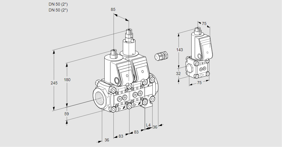 Клапан эл.магнитный сдвоенный VCS 3E50R/50R05NLVWR/PPPP/PPBS