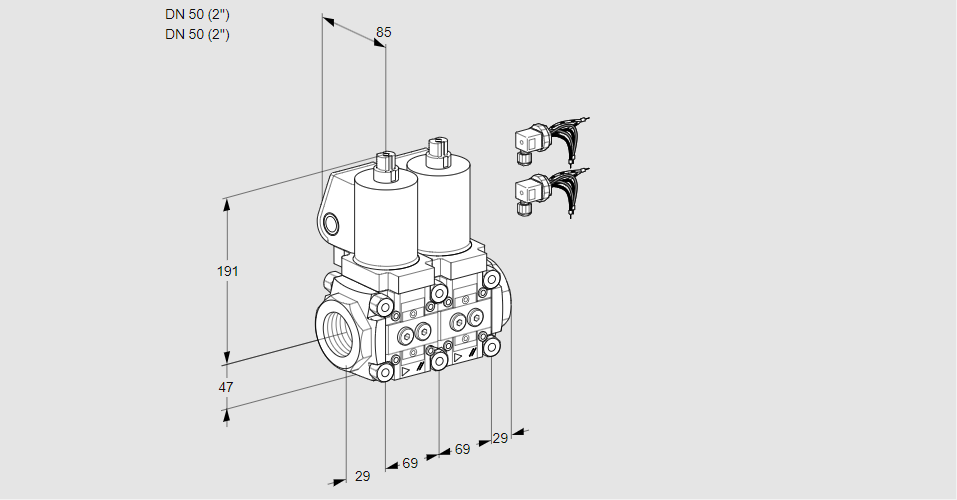 Клапан эл.магнитный сдвоенный VCS 2E50R/50R05NNWGL8/PPPP/PPPP