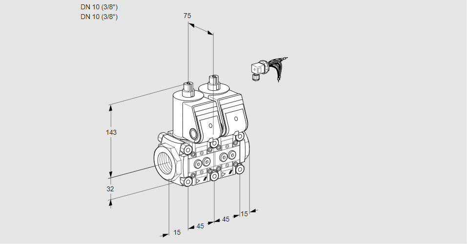 Клапан эл.магнитный сдвоенный VCS 1E10R/10R05NNWR3/PPPP/PPPP