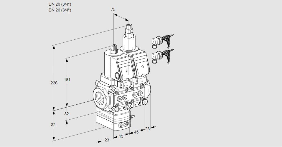 Регулятор давления с двумя эл.магнитными клапанами VCD 1E20R/20R05D-100LWSR8/PPPP/PPPP
