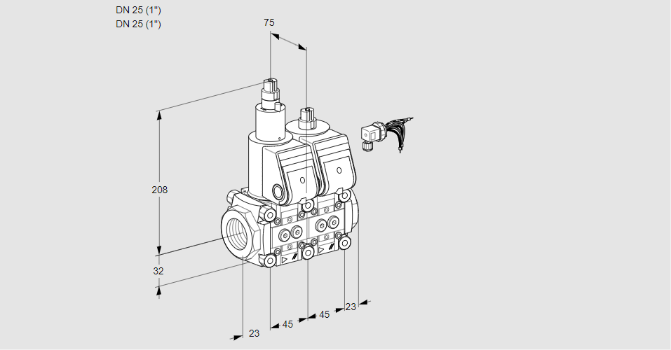 Клапан эл.магнитный сдвоенный VCS 1E25R/25R05LNWR/PPPP/PPPP