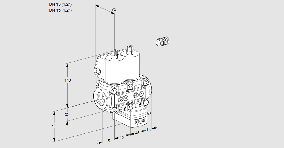Регулятор давления с двумя эл.магнитными клапанами VCD 1E15R/15R05ND-50WL/PPPP/PPPP