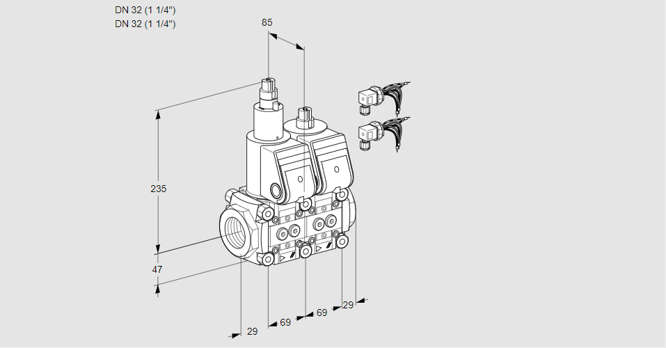 Клапан эл.магнитный сдвоенный VCS 2E32R/32R05LNWR6/PPPP/PPPP