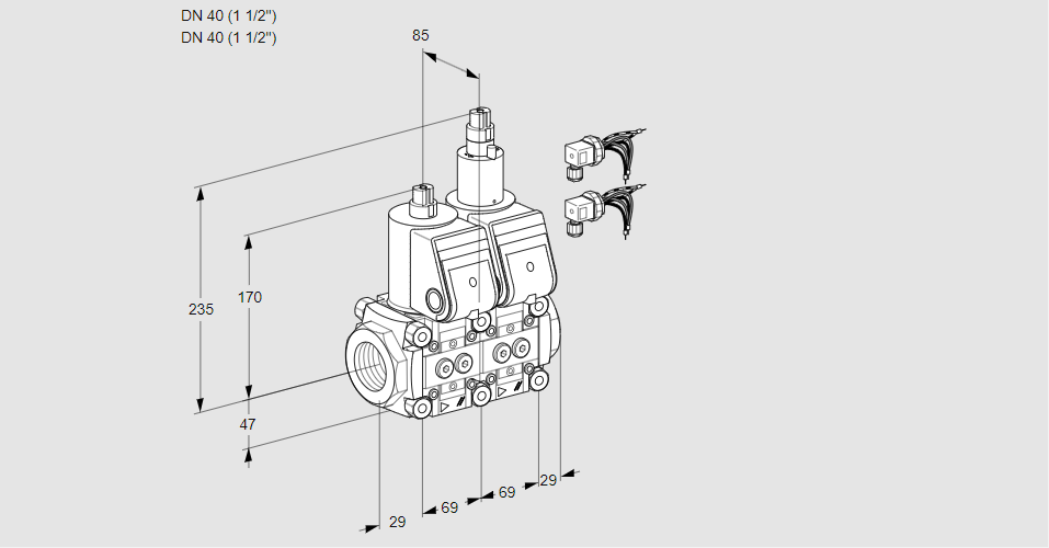 Клапан эл.магнитный сдвоенный VCS 2E40R/40R05NLWR6/PPPP/PPPP