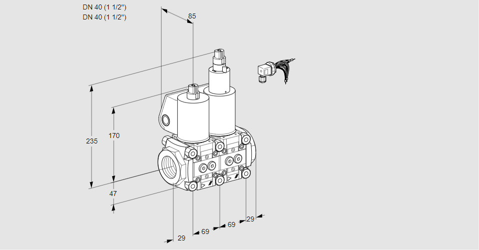 Клапан эл.магнитный сдвоенный VCS 2E40R/40R05NLWL/PPPP/PPPP
