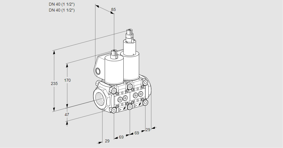 Клапан эл.магнитный сдвоенный VCS 2E40R/40R05NLWL/PPPP/PPPP