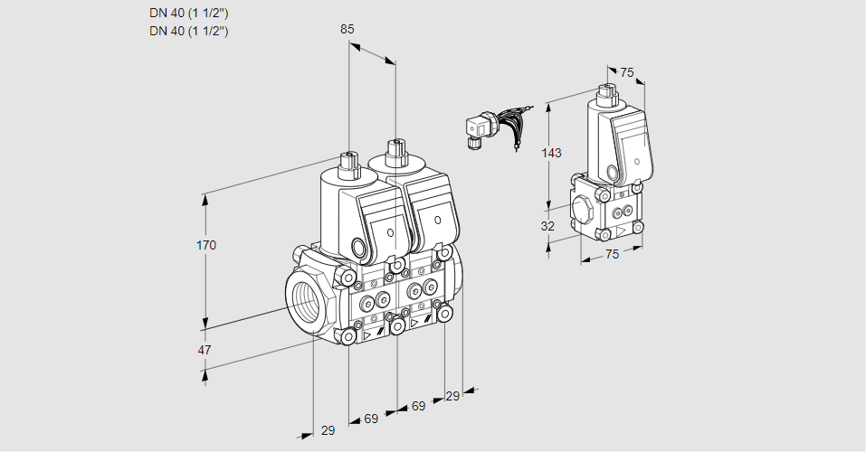 Клапан эл.магнитный сдвоенный VCS 2E40R/40R05NNWR/PPPP/PPZS