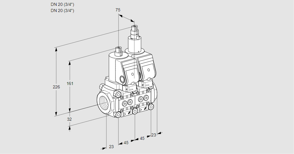 Клапан эл.магнитный сдвоенный VCS 1E20R/20R05NLKGR/PPPP/PPPP
