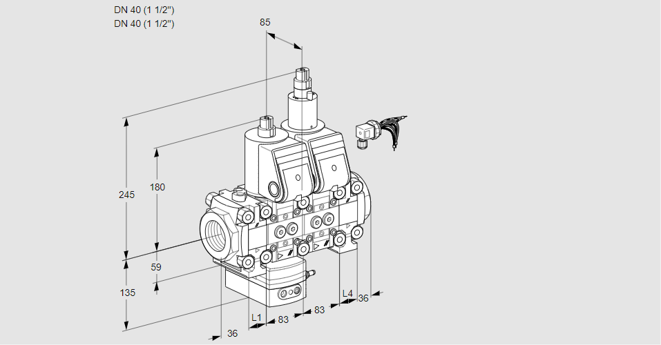 Регулятор давления с двумя эл.магнитными клапанами VCD 3E40R/40R05FD-50LO38WR/PPPP/PPPP