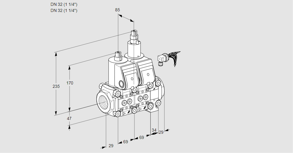Клапан эл.магнитный сдвоенный VCS 2E32R/32R05NLVWR/PPPP/PPPP