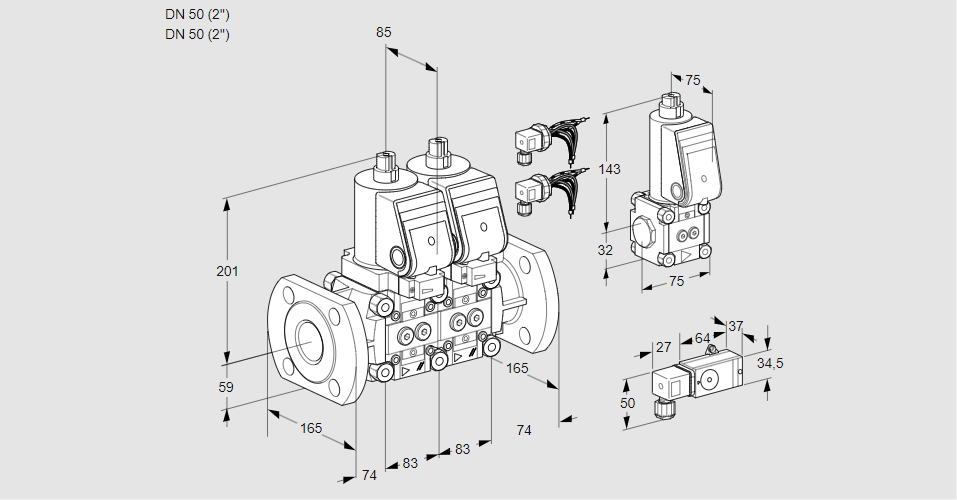Клапан эл.магнитный сдвоенный VCS 3E50F/50F05NNKGR8/3-PP/4-ZS