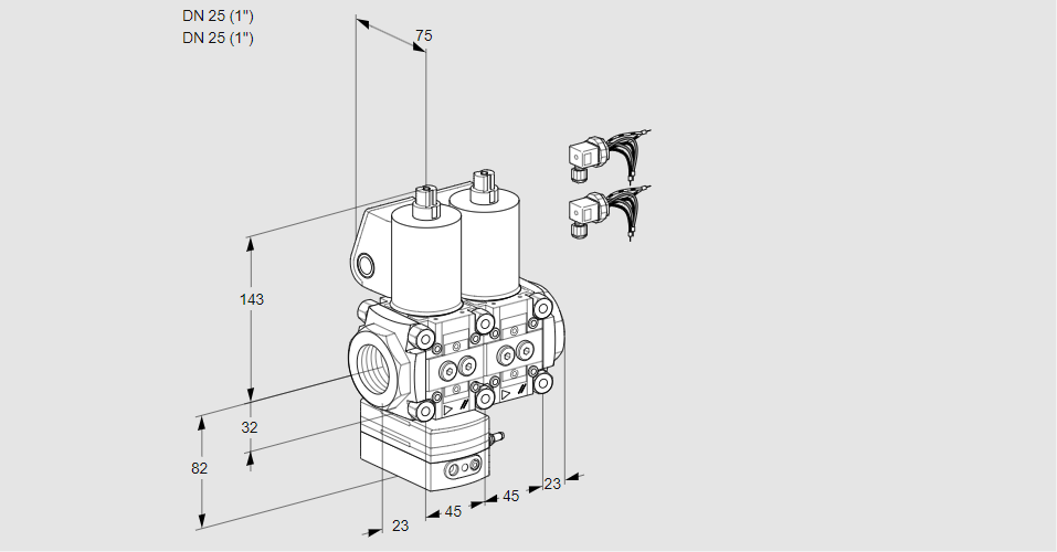 Регулятор давления с двумя эл.магнитными клапанами VCD 1E25R/25R05D-100NWL6/PPPP/PPPP