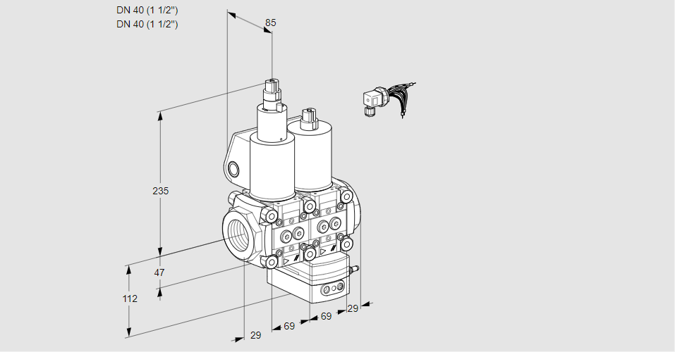 Регулятор соотношения газ/воздух с двумя эл.магнитными клапанами VCG 2E40R/40R05LGEWL/PPPP/PPPP