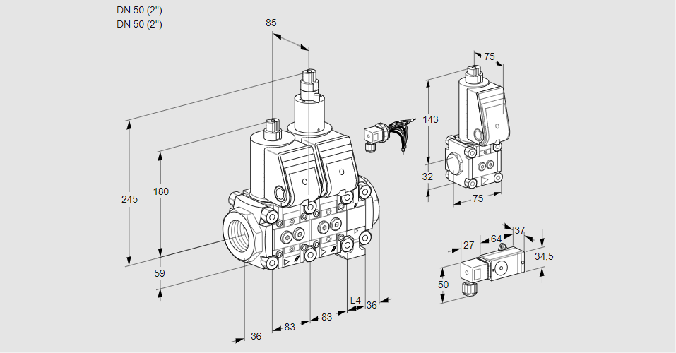 Клапан эл.магнитный сдвоенный VCS 3E50R/50R05NLVWR/-3PP/PPBS