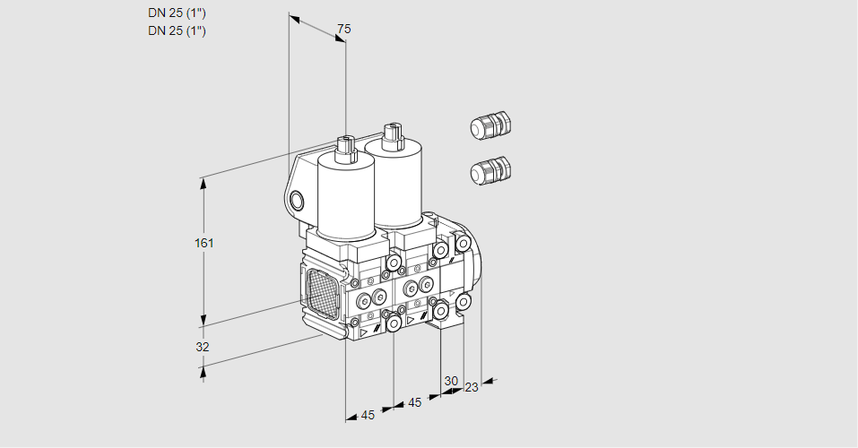 Клапан эл.магнитный сдвоенный VCS 1E25R/25R05FNNVWSL3/PPPP/PPPP
