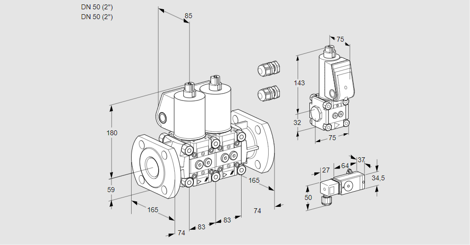 Клапан эл.магнитный сдвоенный VCS 3E50F/50F05NNWL3/ZSPP/PP3-
