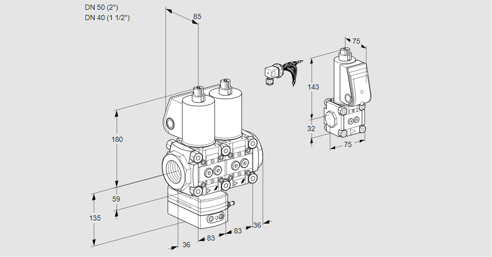Регулятор давления с двумя эл.магнитными клапанами VCD 3E50R/40R05D-25NWL/PPZS/PPPP