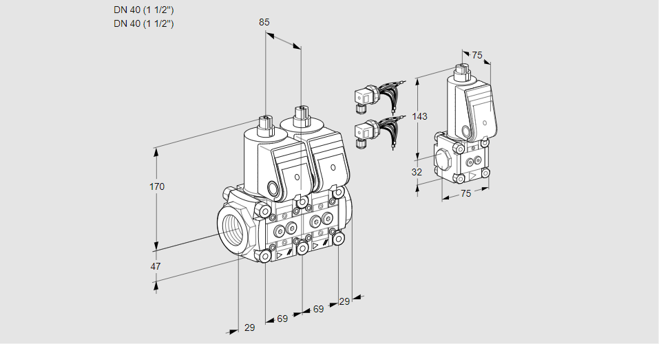 Клапан эл.магнитный сдвоенный VCS 2E40R/40R05NNWR6/PPPP/PPZS